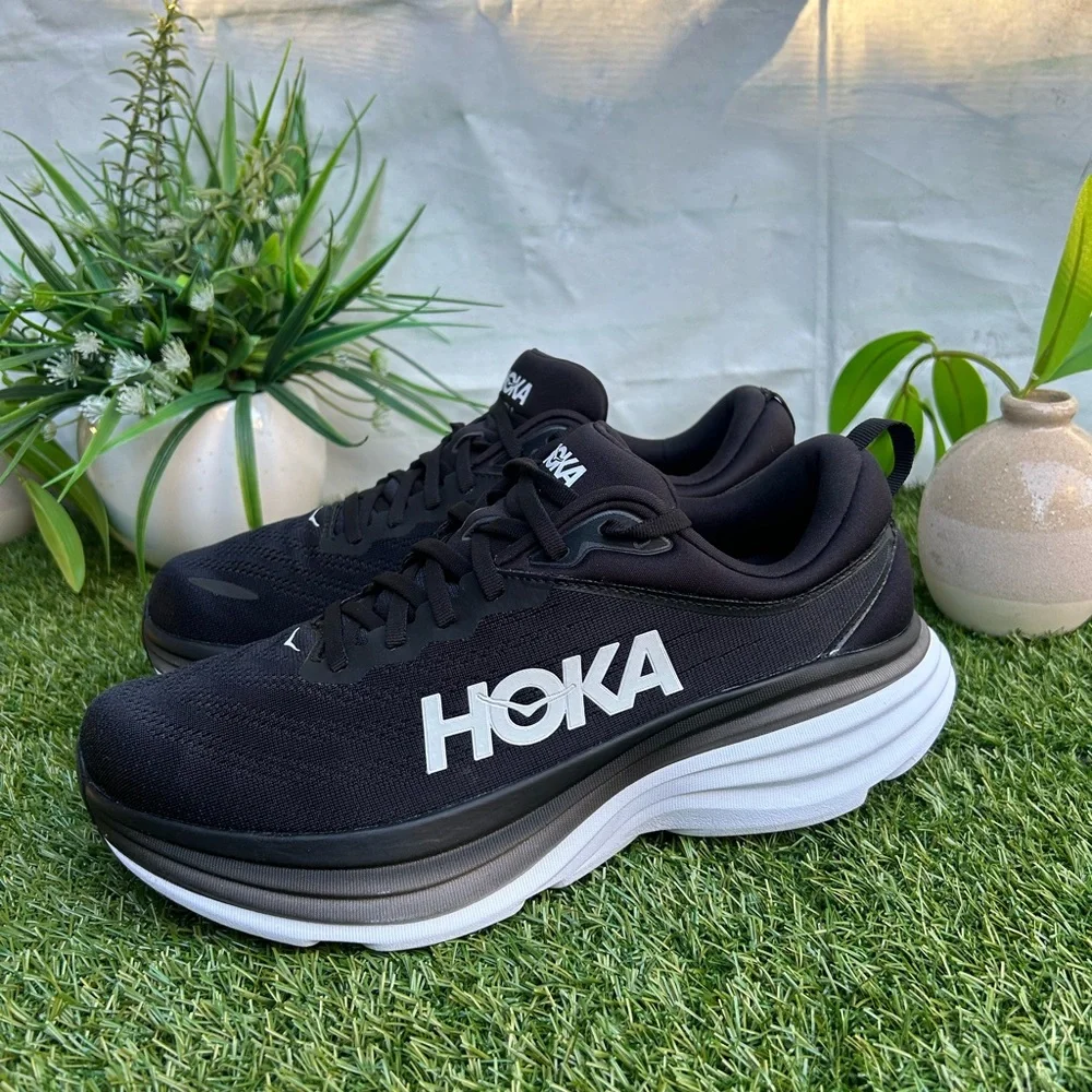 HOKA BONDI 8 Running black and white Shoe women size 12.5 2E new/no box